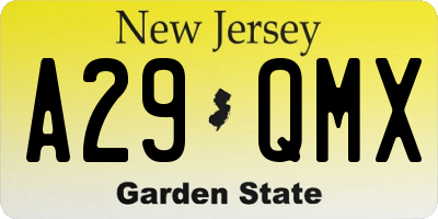 NJ license plate A29QMX