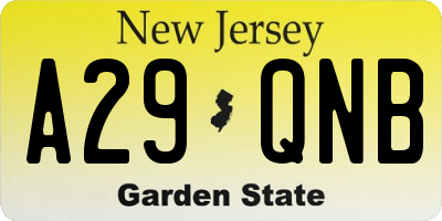 NJ license plate A29QNB