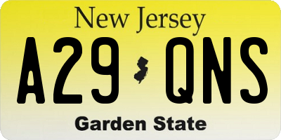 NJ license plate A29QNS