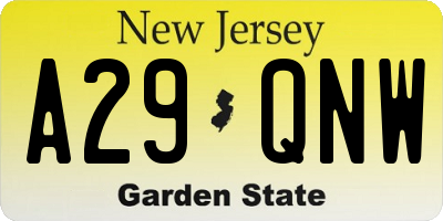 NJ license plate A29QNW
