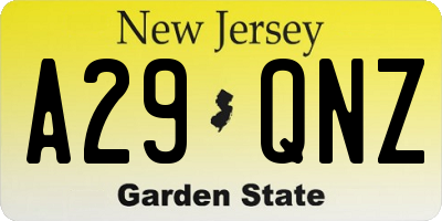 NJ license plate A29QNZ