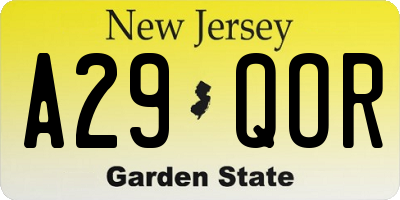 NJ license plate A29QOR