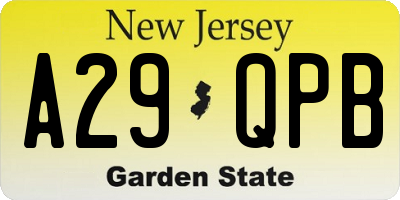 NJ license plate A29QPB