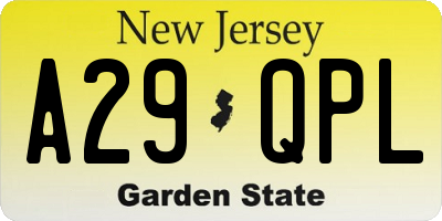 NJ license plate A29QPL