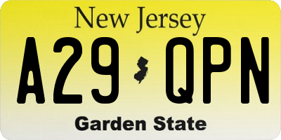 NJ license plate A29QPN