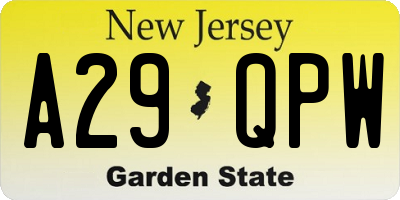 NJ license plate A29QPW