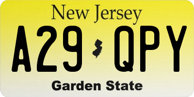 NJ license plate A29QPY