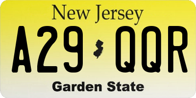 NJ license plate A29QQR