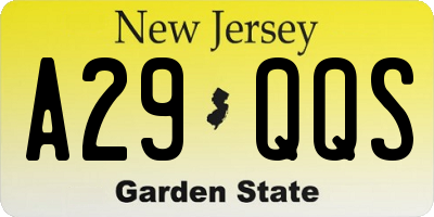 NJ license plate A29QQS