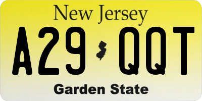 NJ license plate A29QQT