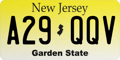 NJ license plate A29QQV
