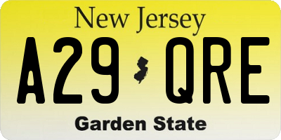 NJ license plate A29QRE