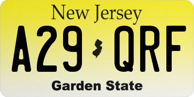 NJ license plate A29QRF