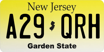 NJ license plate A29QRH
