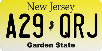 NJ license plate A29QRJ