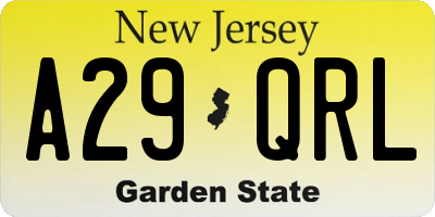 NJ license plate A29QRL