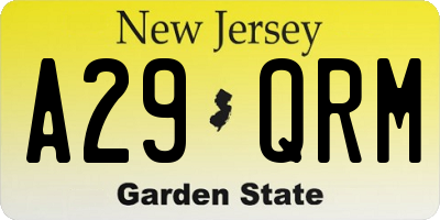 NJ license plate A29QRM