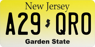 NJ license plate A29QRO