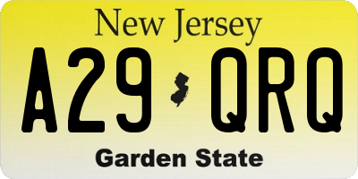 NJ license plate A29QRQ