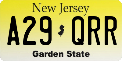 NJ license plate A29QRR