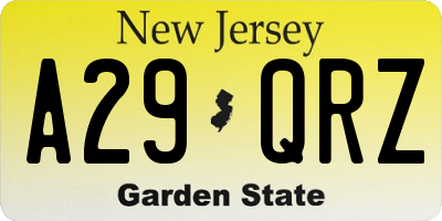 NJ license plate A29QRZ