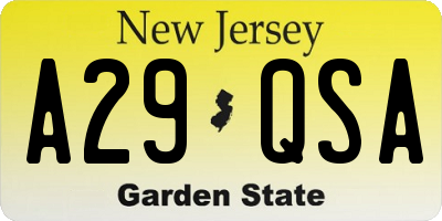 NJ license plate A29QSA