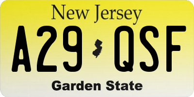 NJ license plate A29QSF