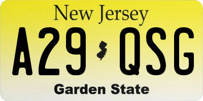 NJ license plate A29QSG