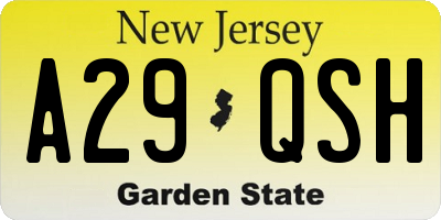 NJ license plate A29QSH