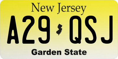 NJ license plate A29QSJ