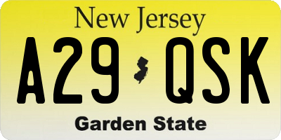 NJ license plate A29QSK