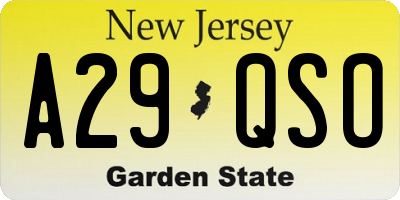 NJ license plate A29QSO