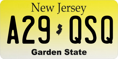 NJ license plate A29QSQ