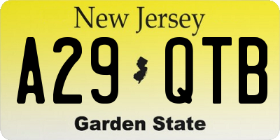NJ license plate A29QTB