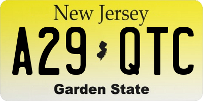 NJ license plate A29QTC