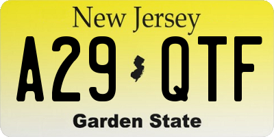 NJ license plate A29QTF
