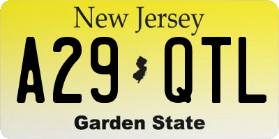 NJ license plate A29QTL