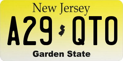 NJ license plate A29QTO