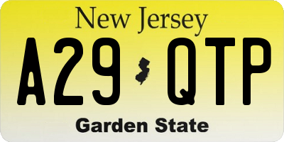 NJ license plate A29QTP