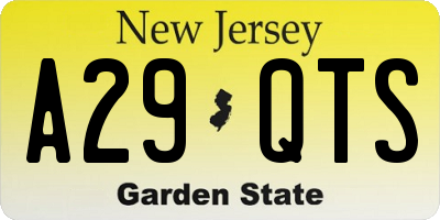 NJ license plate A29QTS