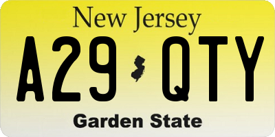 NJ license plate A29QTY