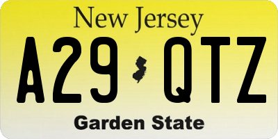 NJ license plate A29QTZ