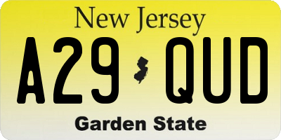 NJ license plate A29QUD