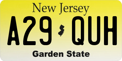 NJ license plate A29QUH