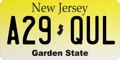NJ license plate A29QUL