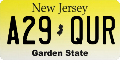 NJ license plate A29QUR