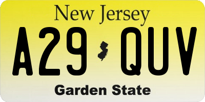 NJ license plate A29QUV