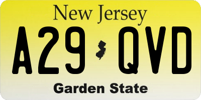 NJ license plate A29QVD
