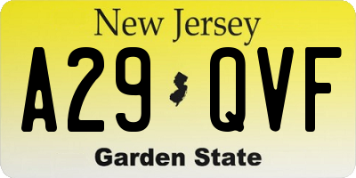 NJ license plate A29QVF