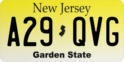 NJ license plate A29QVG